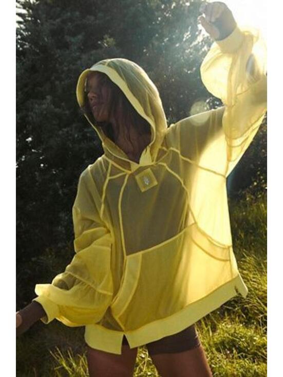 Free People Other - Free People Movement Sheer Mesh Hoodie Pullover Lemon Yellow XS TP MSRP $128